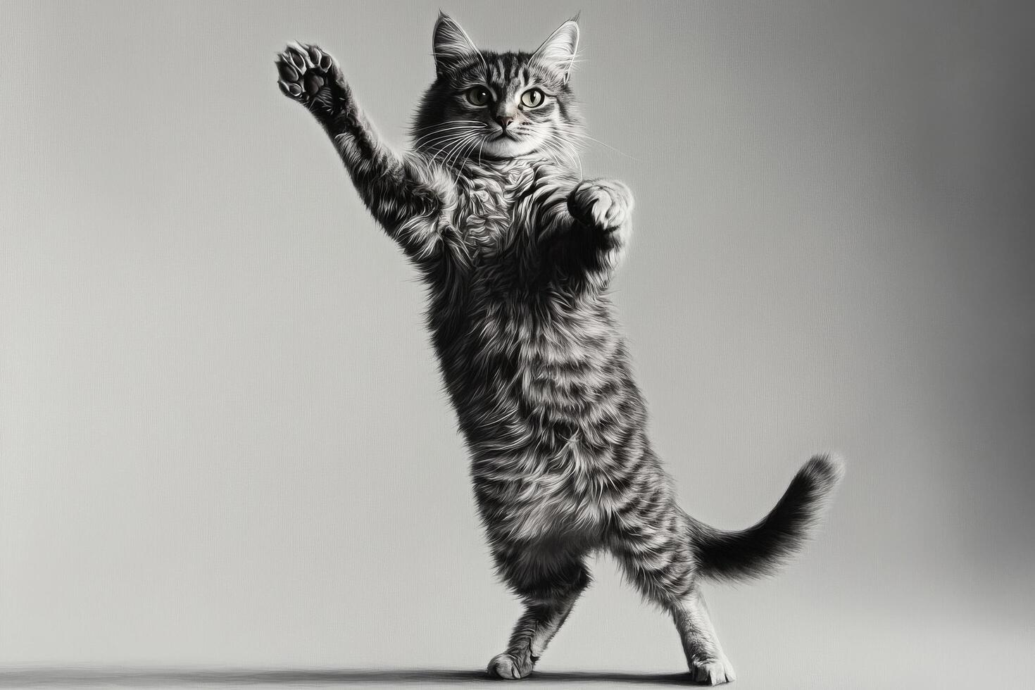 playful cat standing on hind legs photo