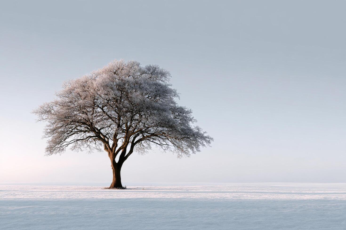 Frosty tree in winter landscape photo