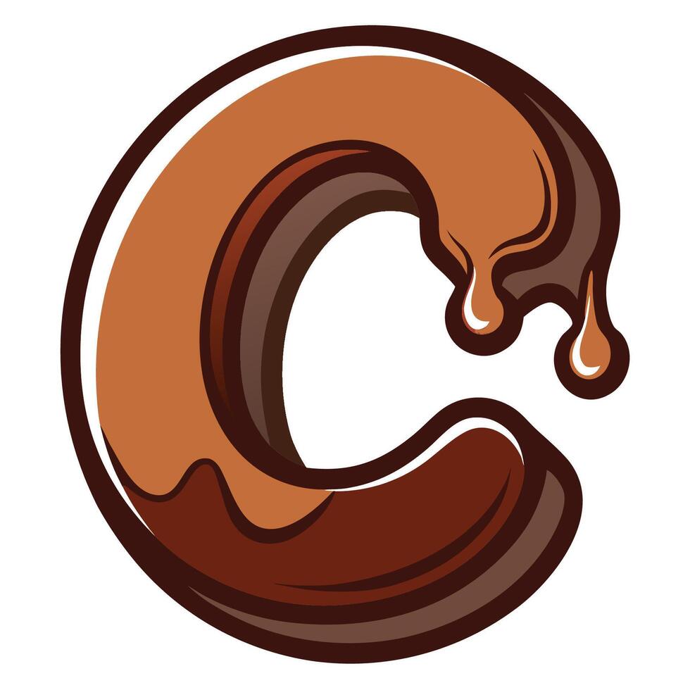 A delicious letter C shaped from glossy chocolate syrup, a tempting and sweet food concept. vector
