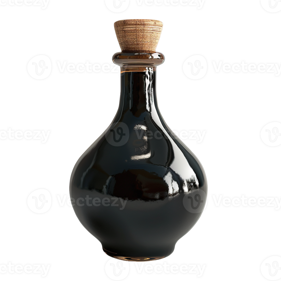Luxurious Soy Sauce Glass Container with Unique Designs and Reflections Isolated on Transparent Background png