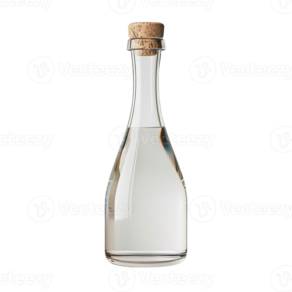Artisan Vinegar or Infused Liquids in Unique Glass Bottle with Natural Cork png