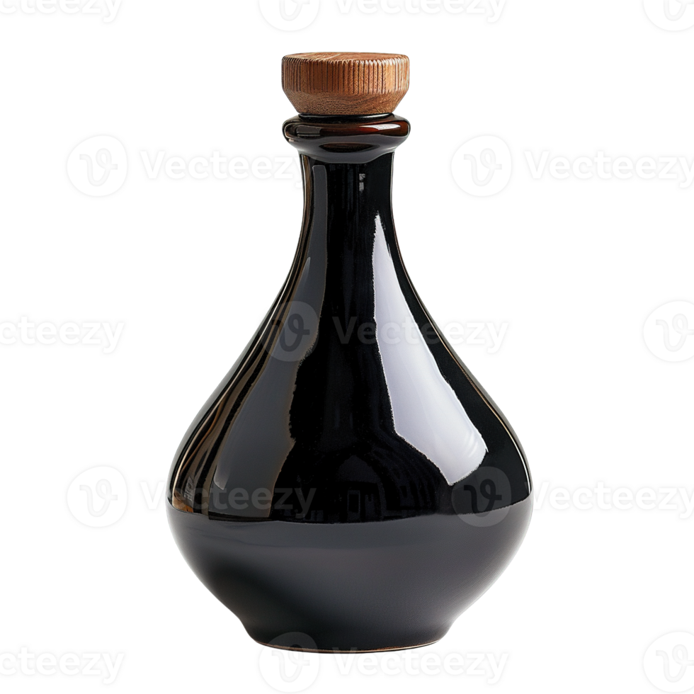 Premium Soy Sauce Bottle with Reflective Surfaces and Classic Seals Isolated on Transparent Background png