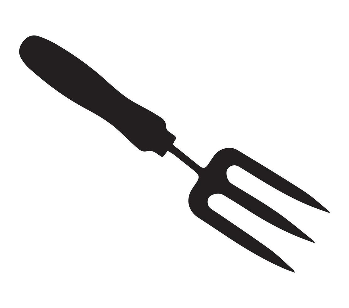 Garden fork Silhouette Stock Illustration. vector