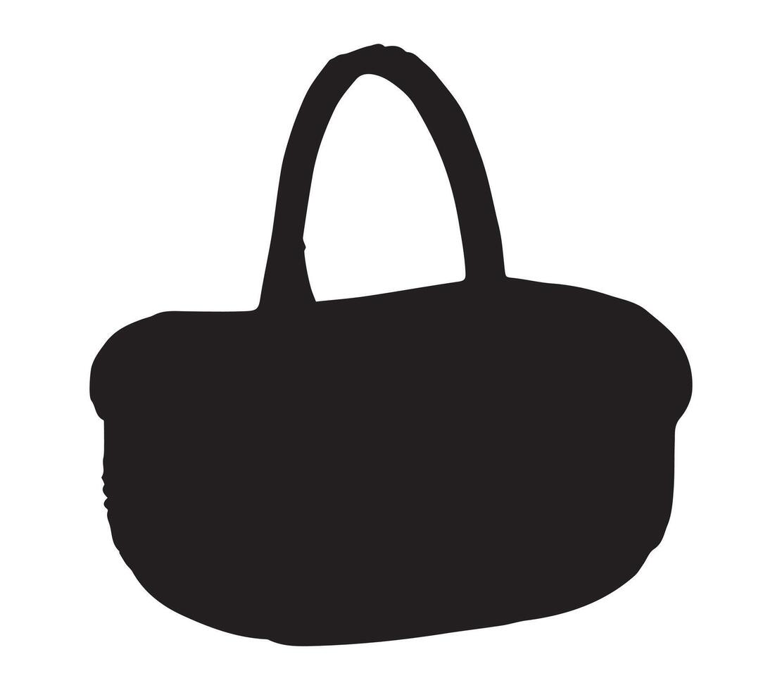 Black and White Woven Basket Silhouette Illustration. vector