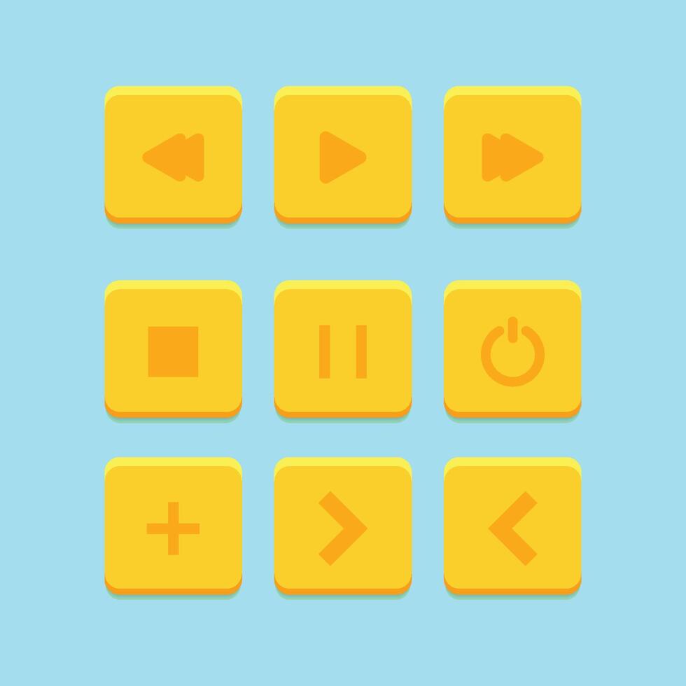 Flat UI UX Media Player Button Set vector