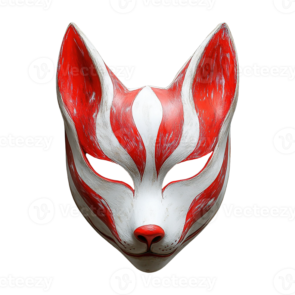 Traditional Fox Spirit Mask Isolated on Transparent Background png