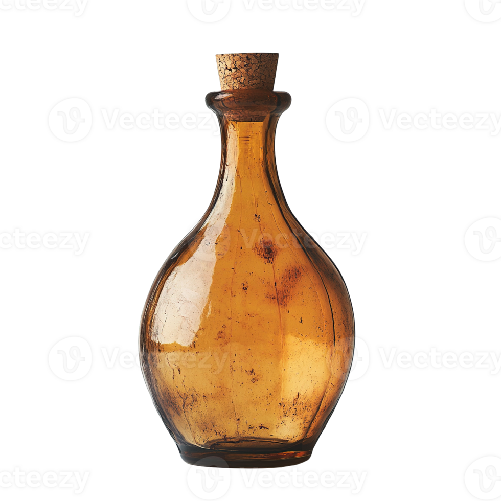 Vintage Cork-Stoppered Glass Bottle Isolated on Transparent Background png