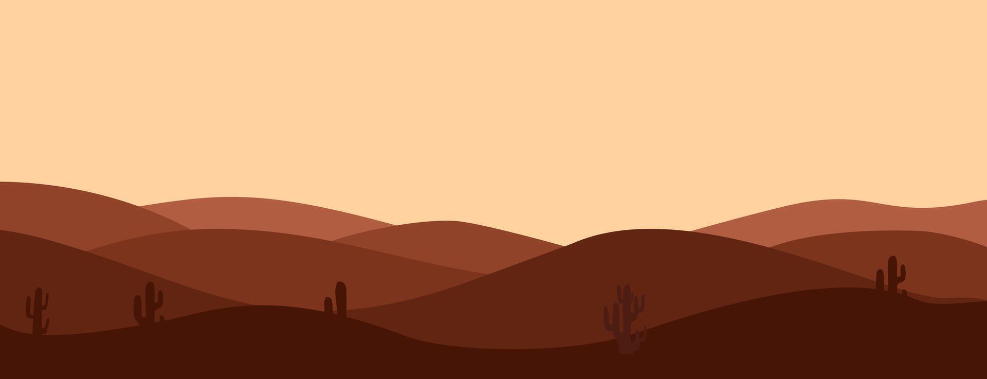 Vast Desert Horizon Flat Style vector