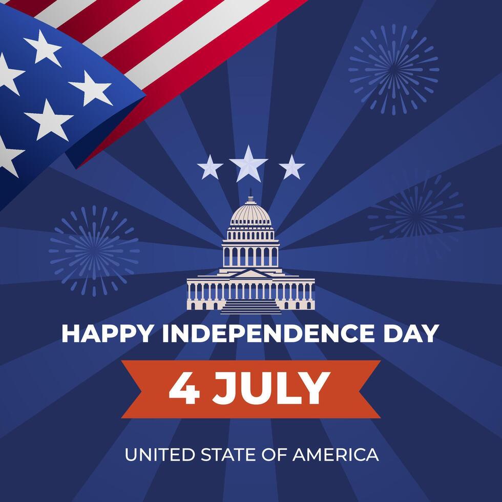 Independence Day graphic with fireworks vector