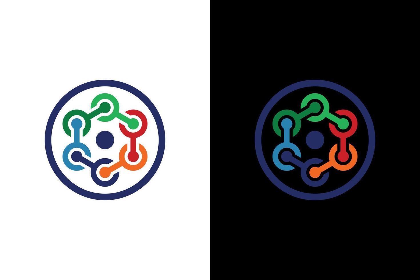 Interconnected Circular Elements Modern Network Logo vector