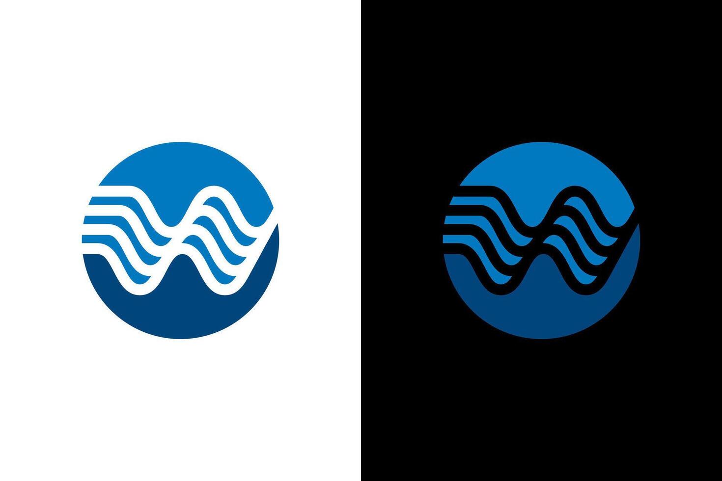 Abstract Blue Water Wave Circle Logo vector