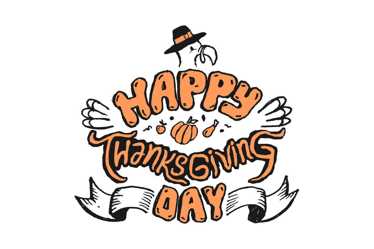 Festive HandDrawn Happy Thanksgiving Illustration vector