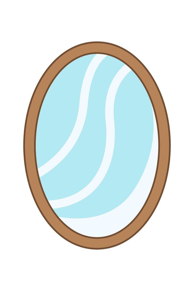 Elegant Brown Framed Round Mirror Illustration vector