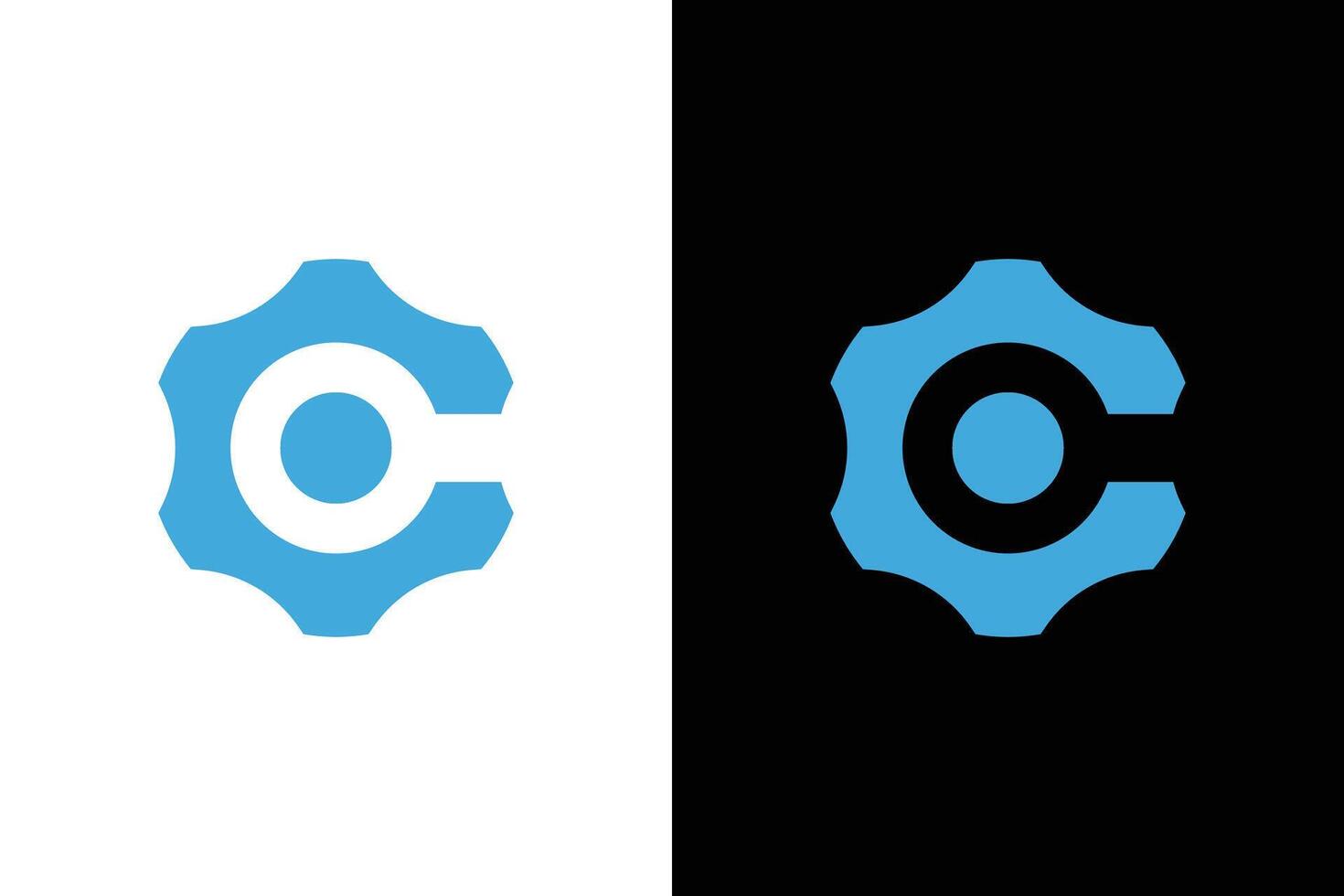 Creative Blue Gear with Letter C vector