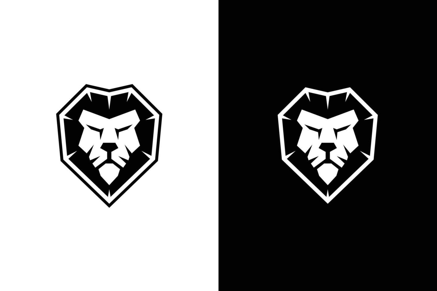 Bold Lion Head Shield Logo Design vector