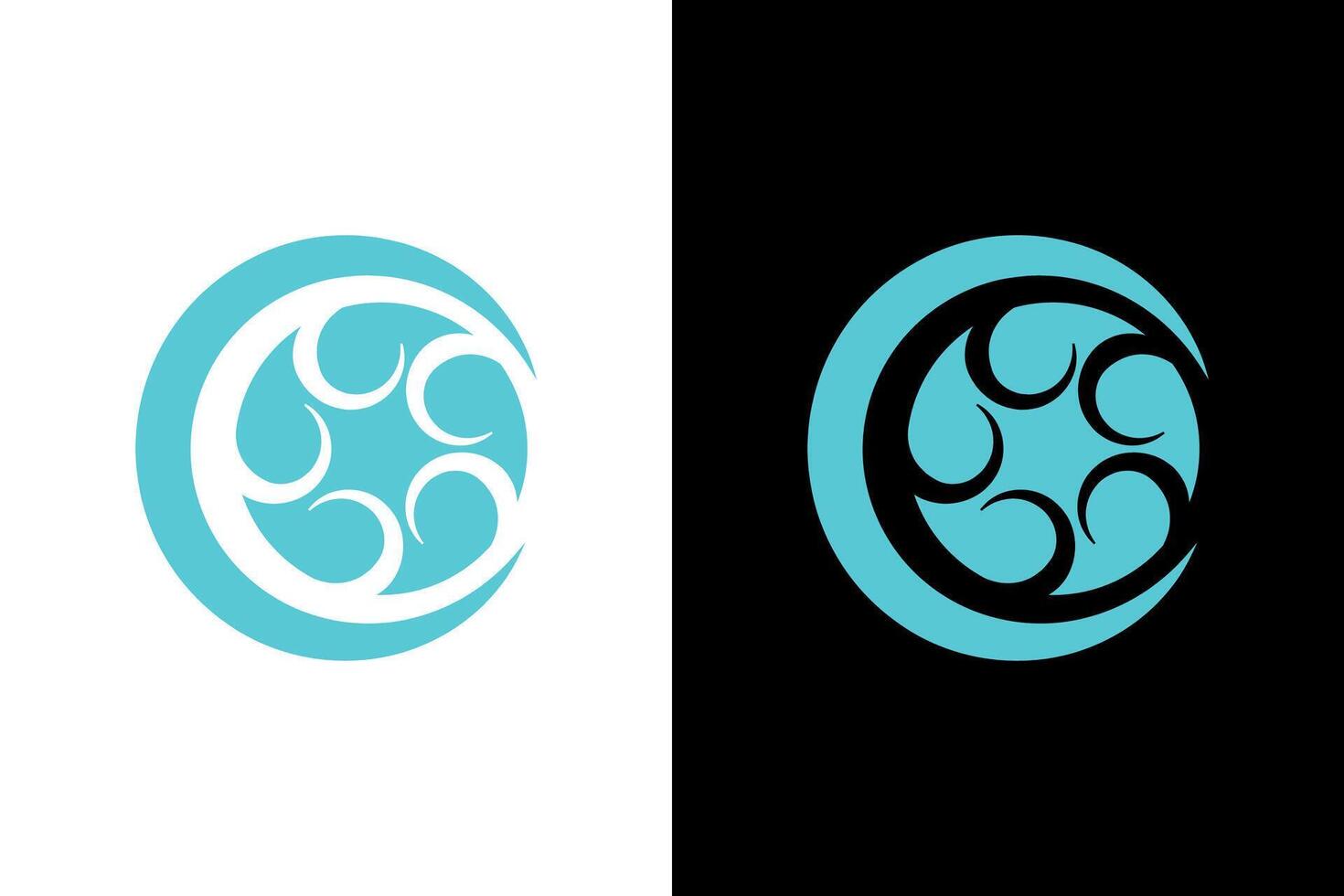 Turquoise Circle with Abstract White Design vector