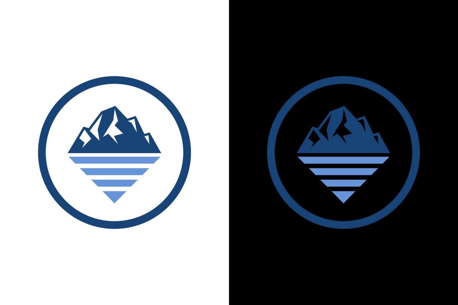 Circular Mountain and Lake Logo Icon vector