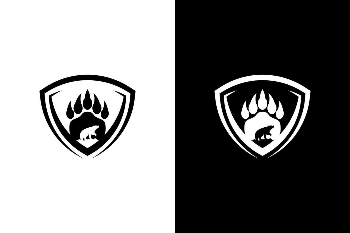Bear Paw Silhouette Shield Logo Design vector