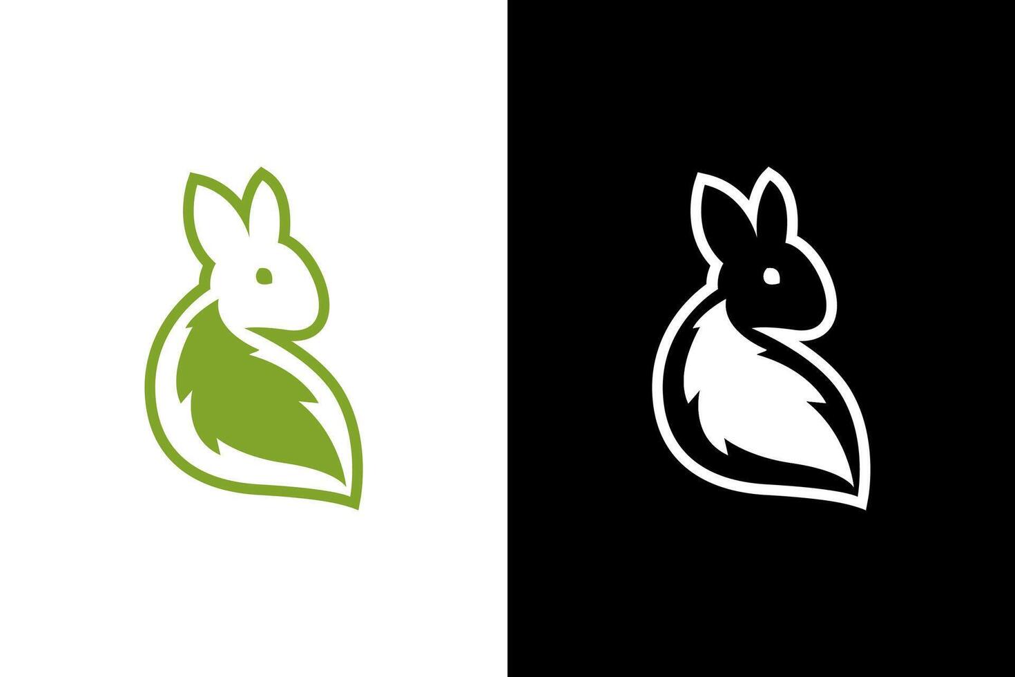 Minimalist Rabbit and Leaf Logo Design vector
