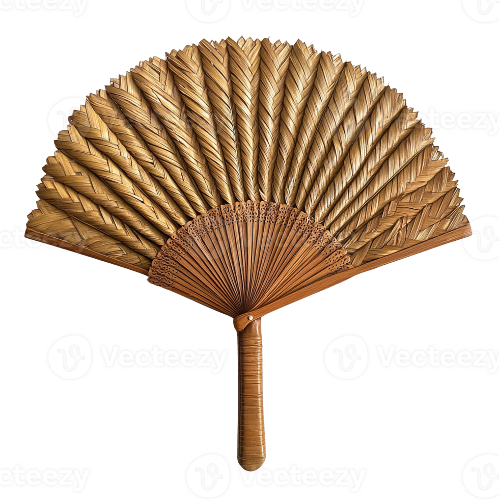 Eco-Friendly Handmade Palm Leaf Fan Isolated on Transparent Background png
