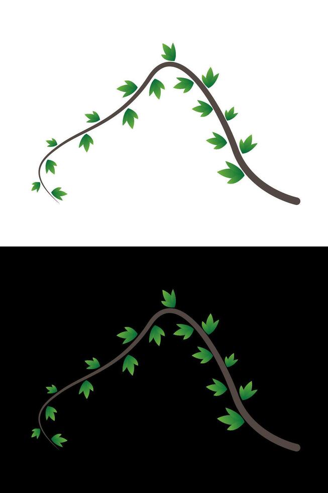 Elegant Branch with Green Leaves Illustration vector
