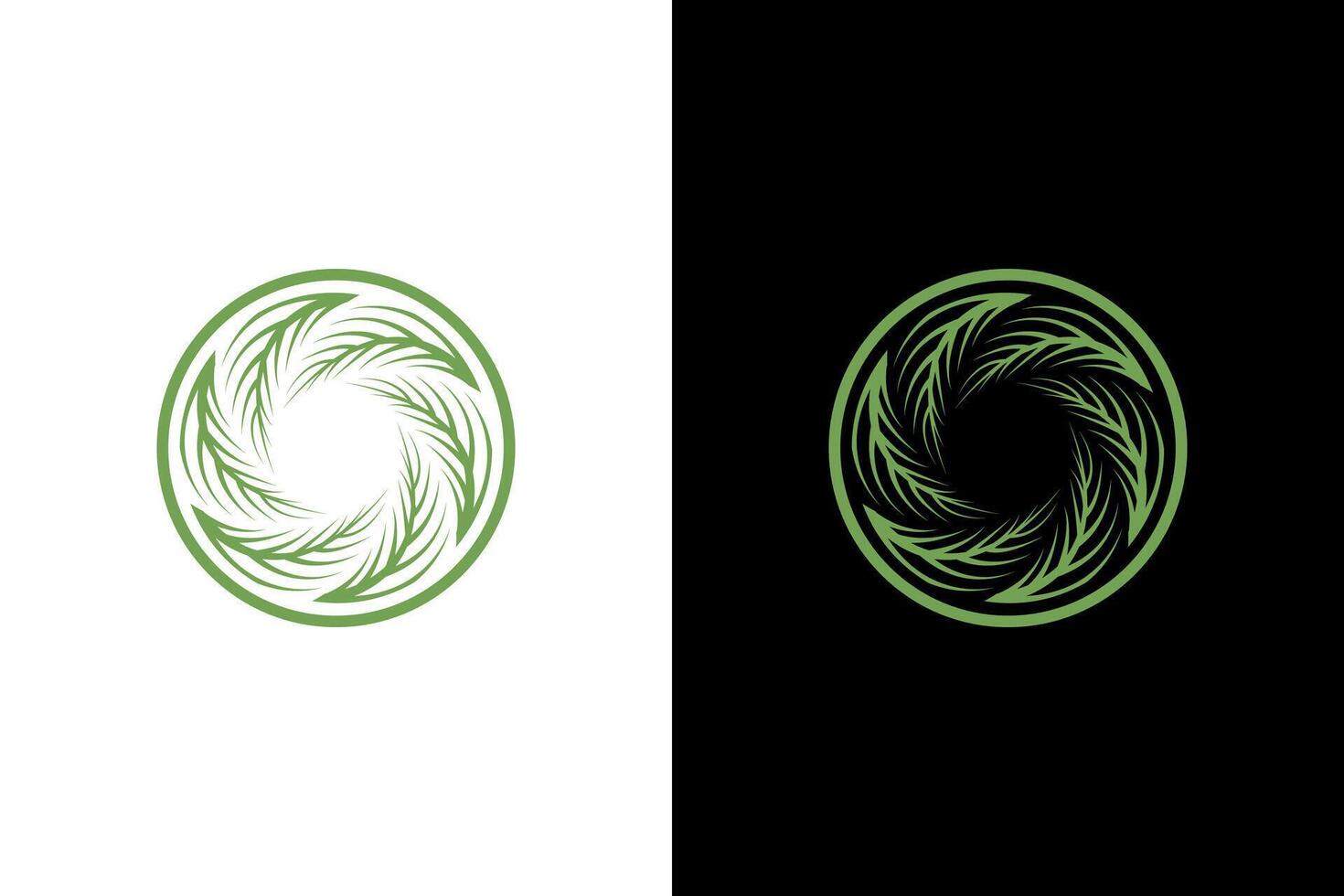 Green Leaf Circular Nature Illustration Design vector