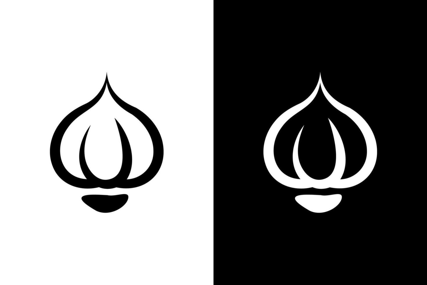 Minimalist Garlic Bulb Illustration in Black and White vector