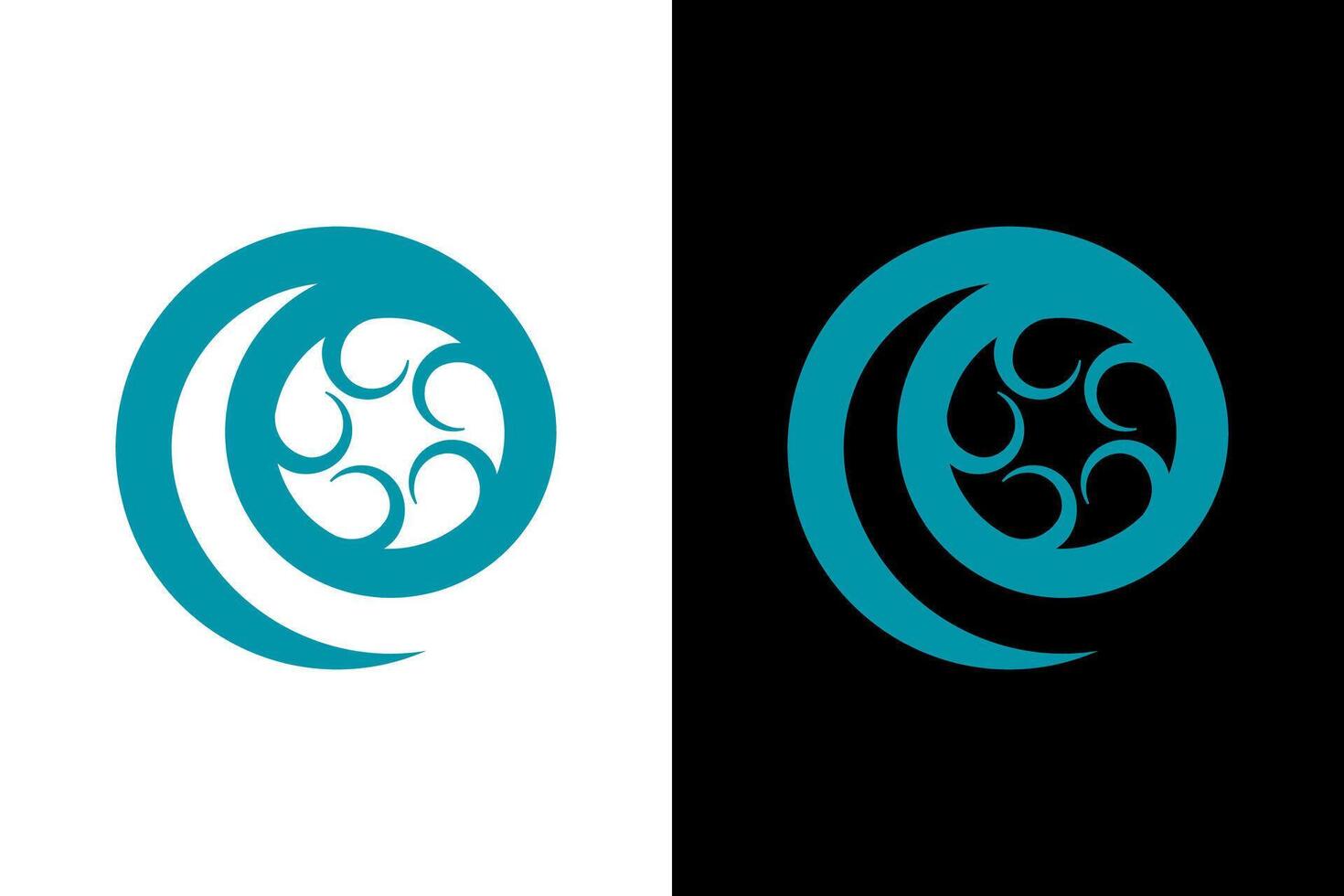 Abstract Teal Circle with Curved Shapes vector