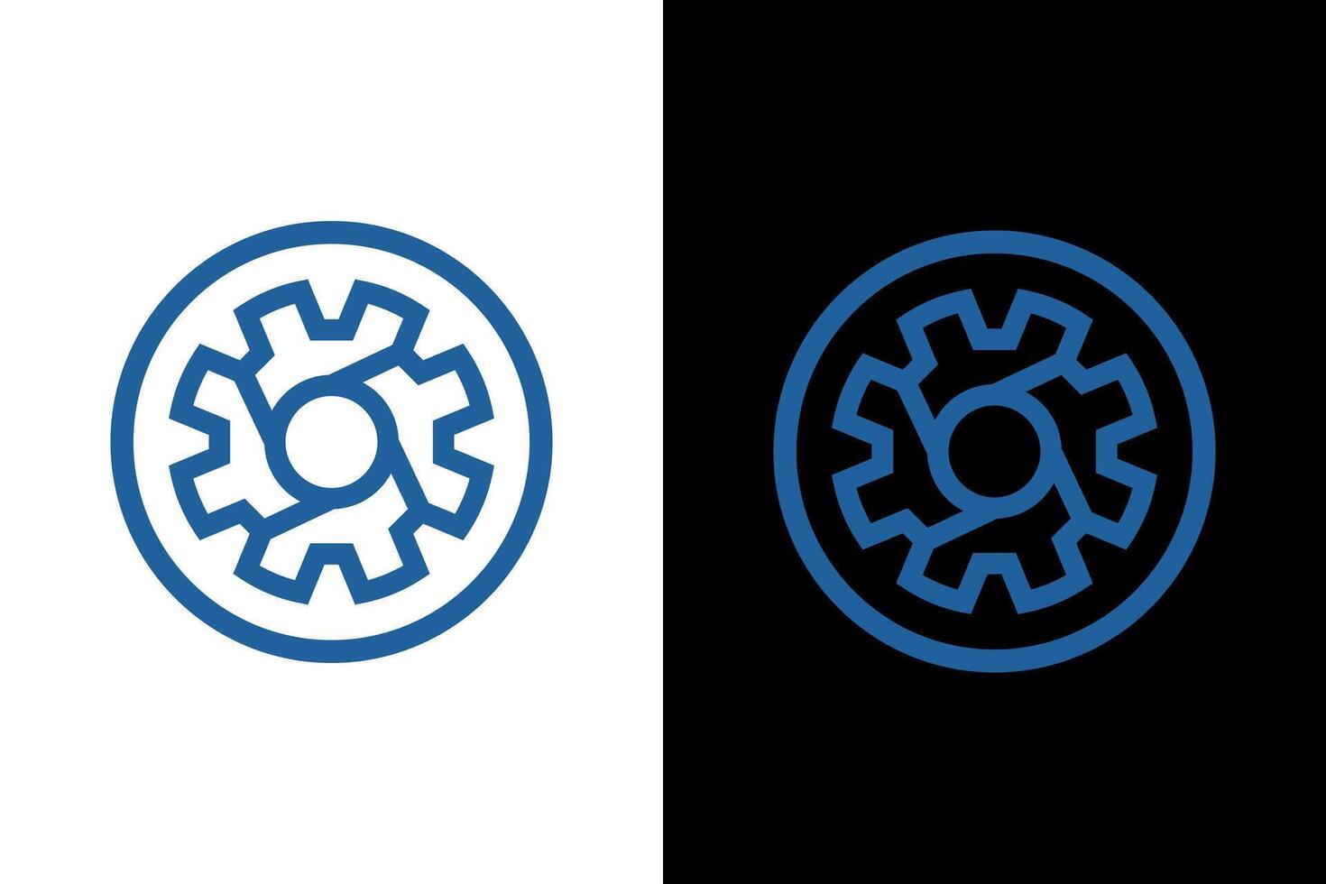 Symmetrical Cogwheel Design on Contrasting Backgrounds vector
