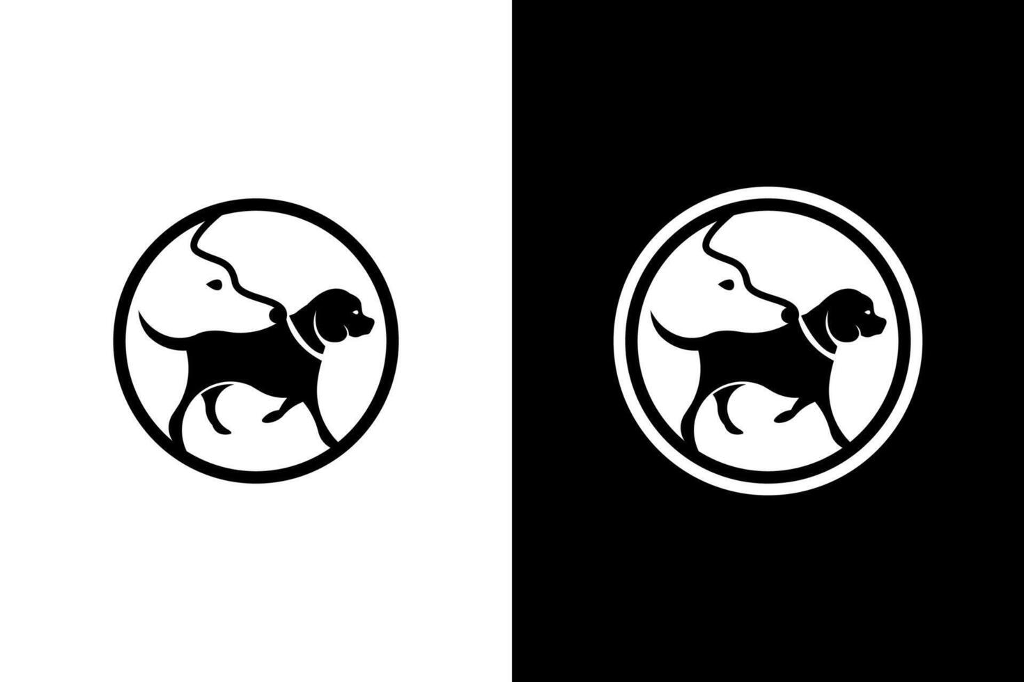 Dual Dogs Silhouette Circular Logo Design vector