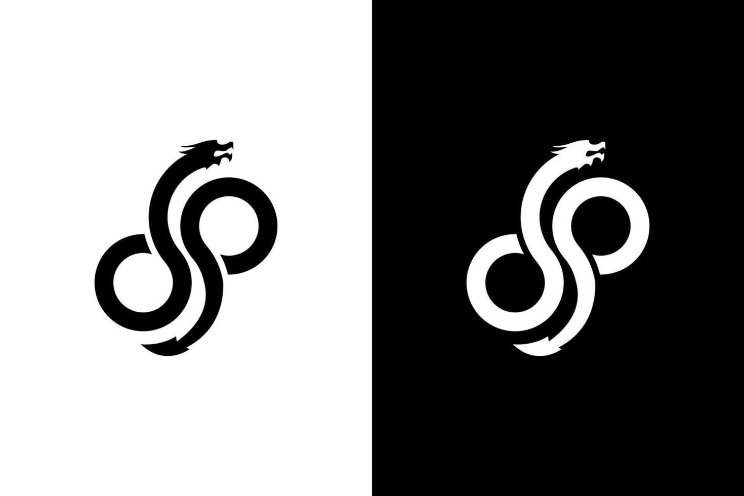 Abstract Dragon Infinity Loop Minimalist Logo vector