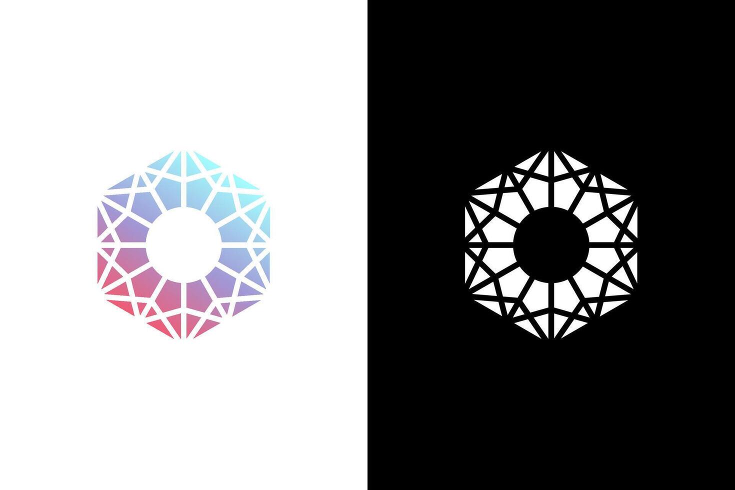 Abstract Hexagon Gradient Graphic with Circle vector