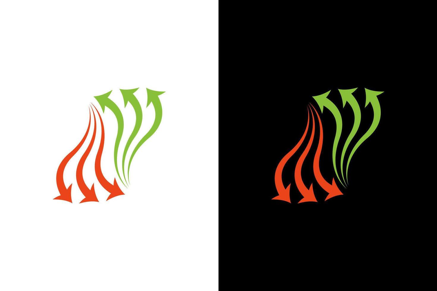 Upward Arrows in Red and Green vector