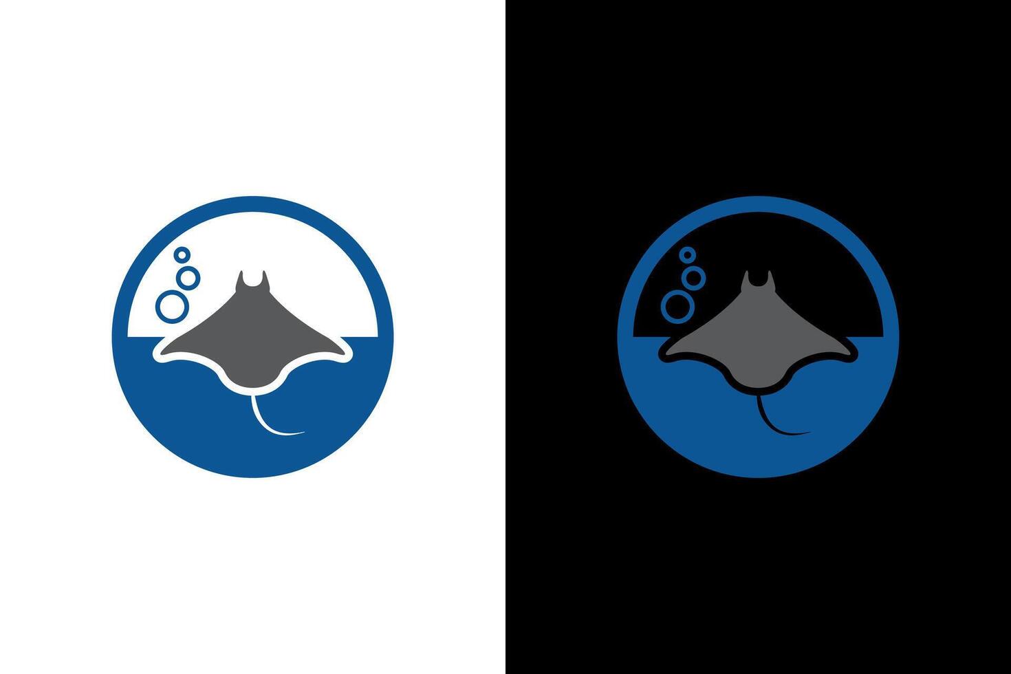 Elegant Stingray in Ocean Circle Illustration vector