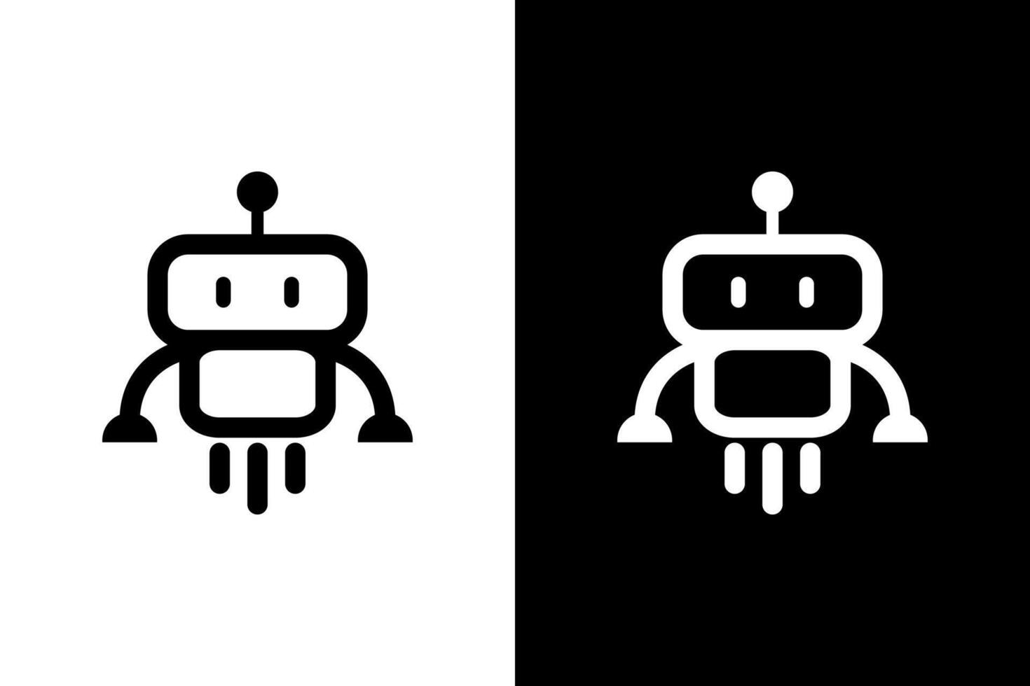 Simple Robot Line Art Illustration vector