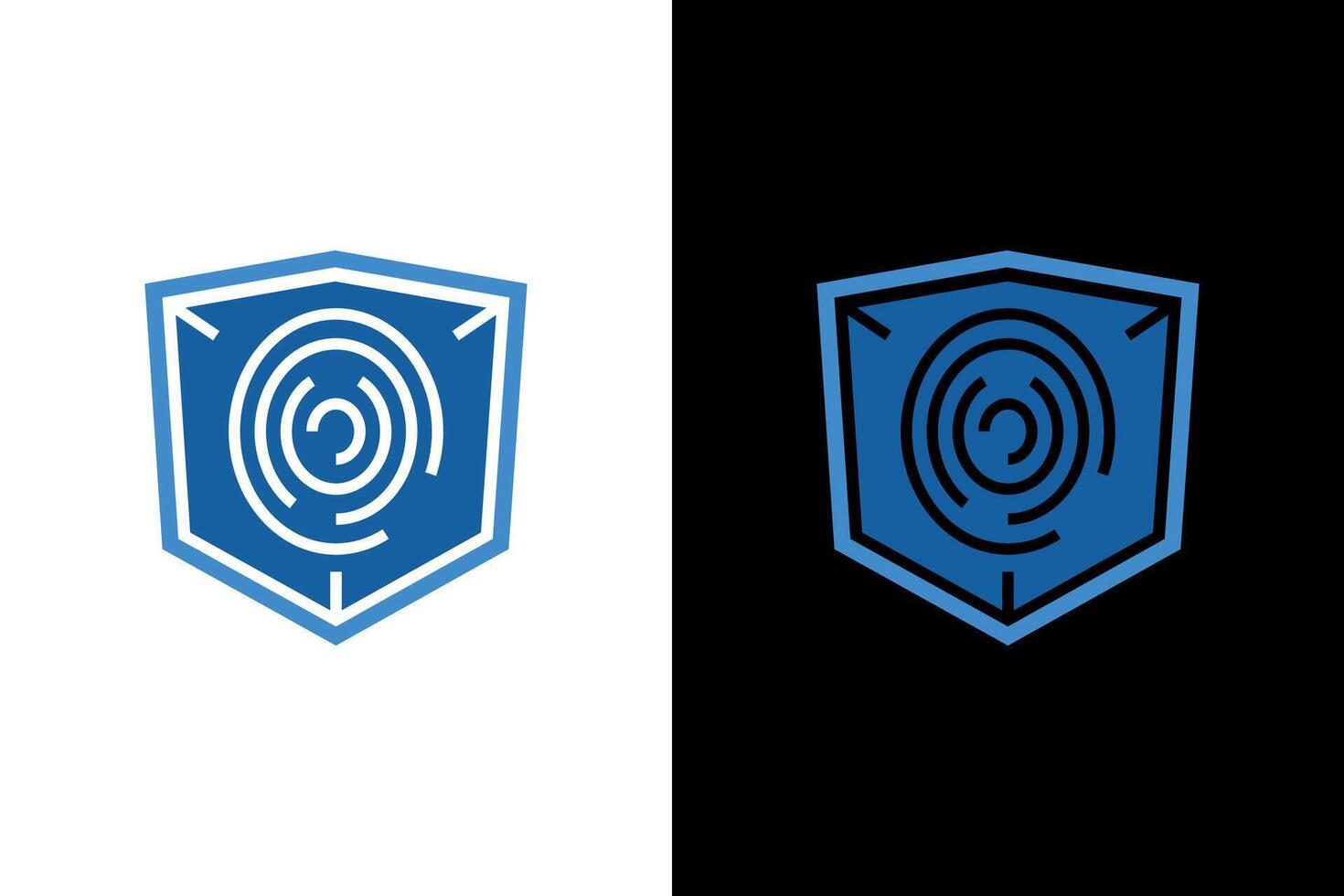 Shield Logo with Concentric Circle Maze vector