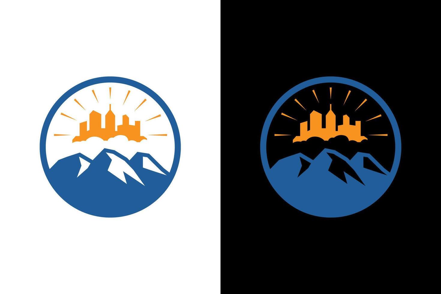 City Meets Nature Mountain Skyline Logo vector