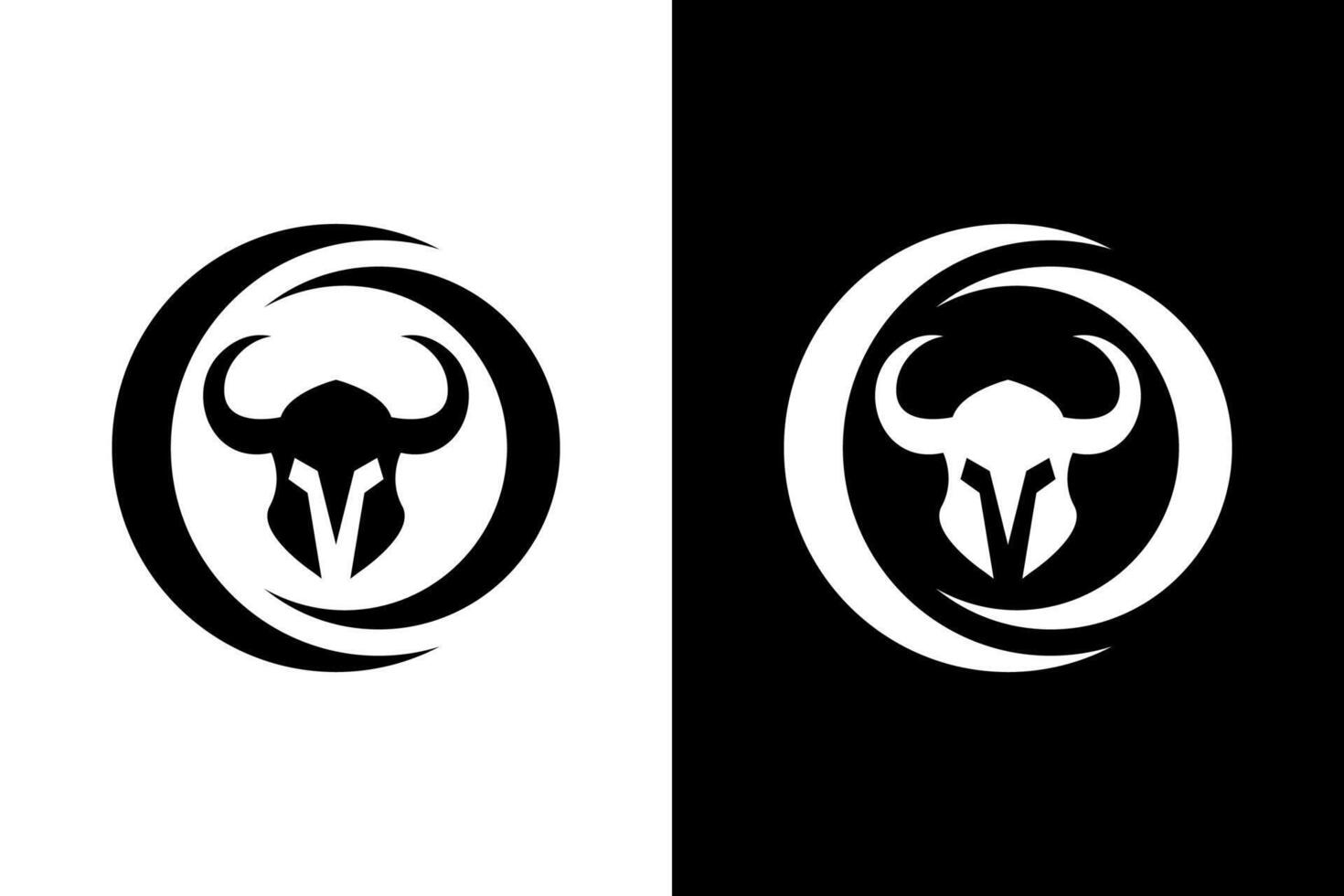 Minimalist Viking Helmet Logo Duo vector