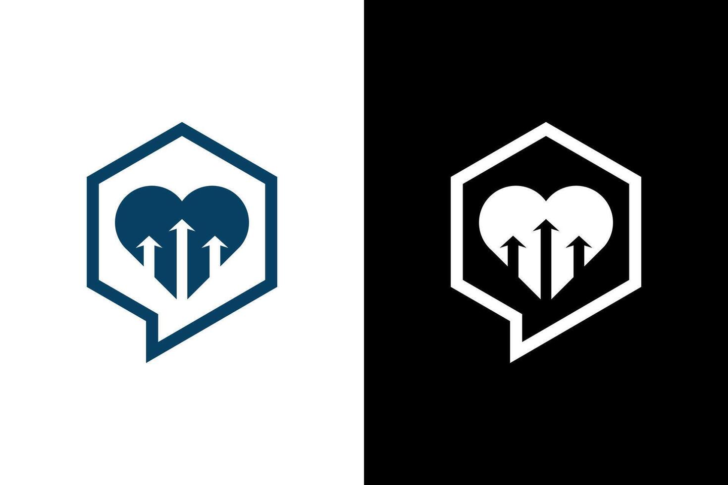 Heart Growth Arrows Inside Hexagon Icon vector