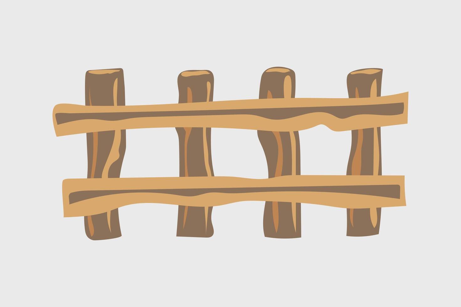 Rustic Two Rail Wooden Fence Illustration vector