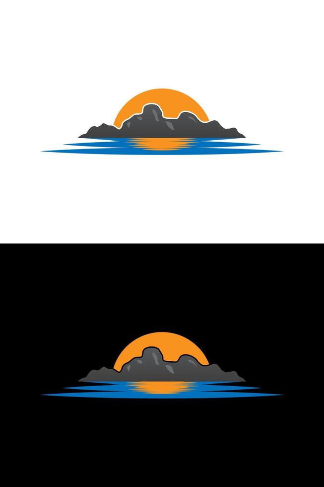 Rocky Hills Sunset Landscape Design vector