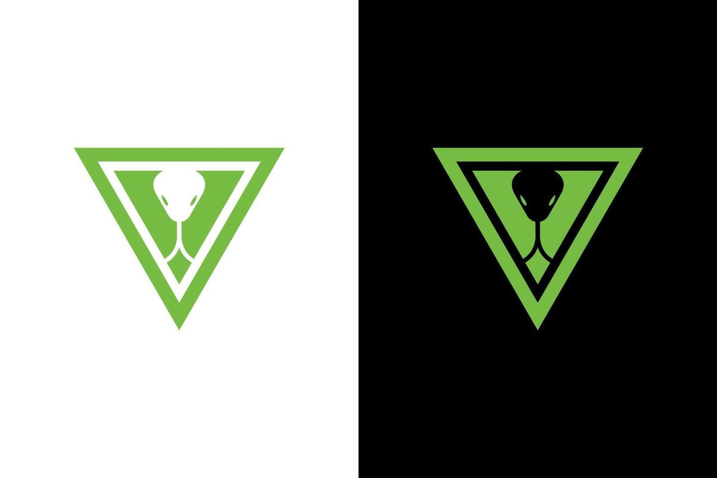 Modern Snake Head Green Triangle Logo vector