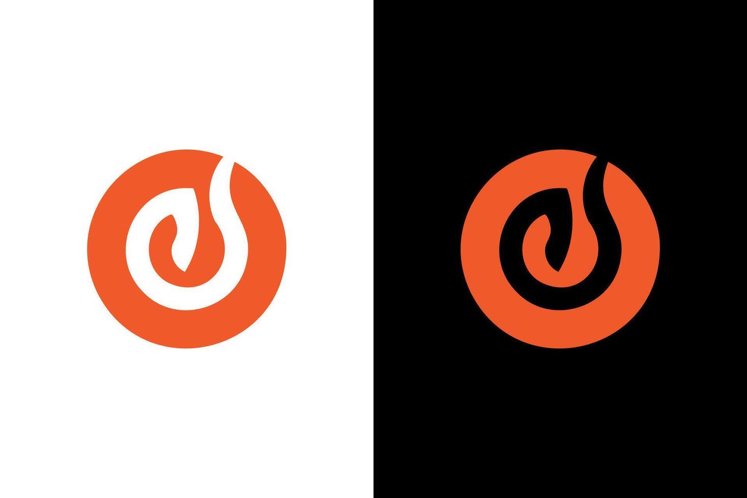 Abstract Orange Circle with Swirl Design vector