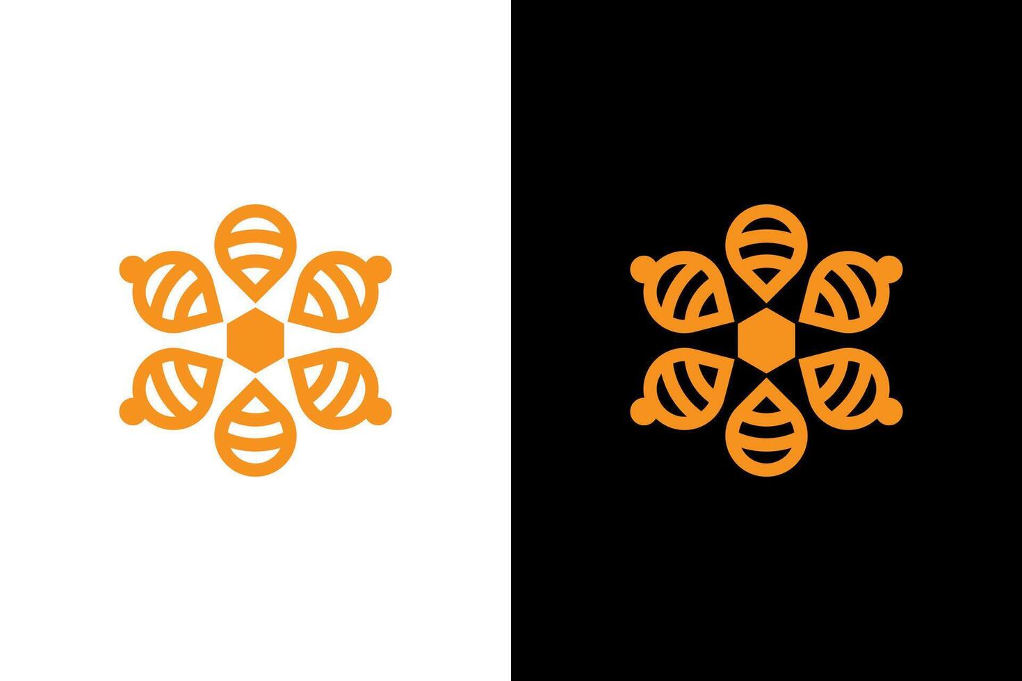 Orange Floral Emblem with Striped Petals vector