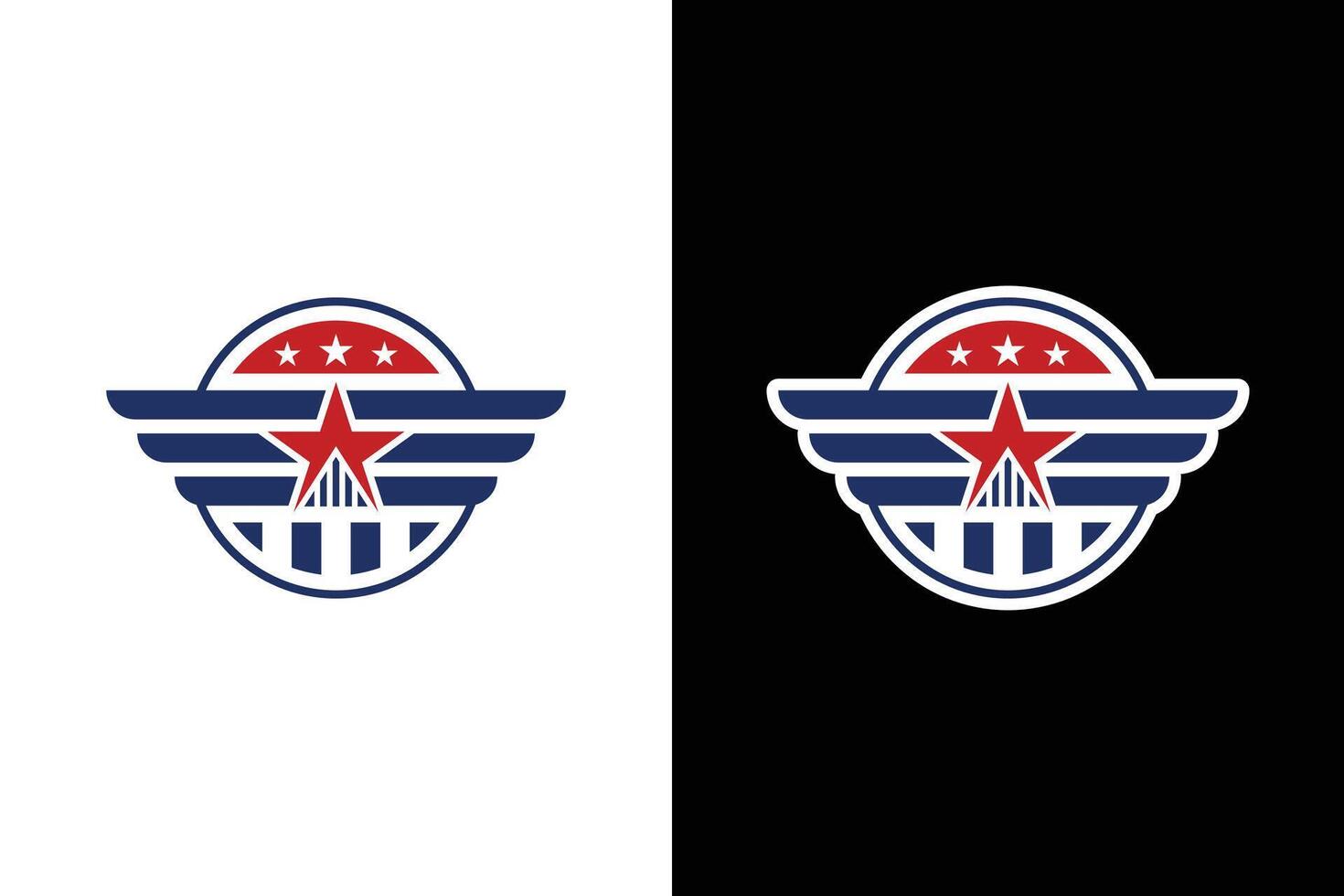 Bold Patriotic Star Emblem with Wings vector