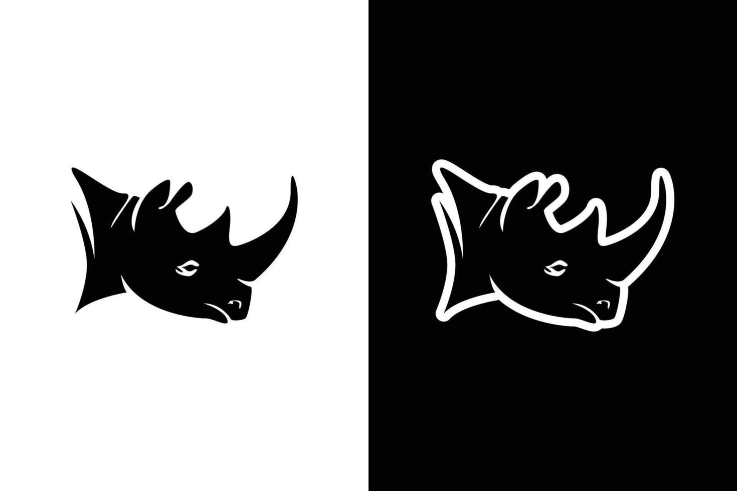 Striking Black and White Rhino Illustration vector
