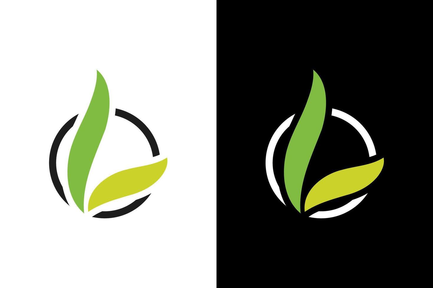 Modern Circle with Abstract Green Leaves vector