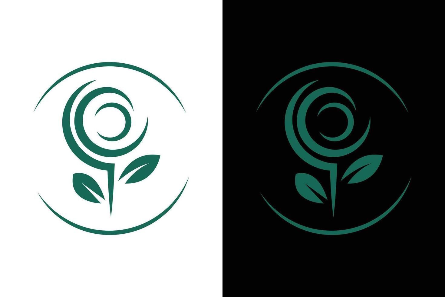 Elegant Green Rose Logo Design vector