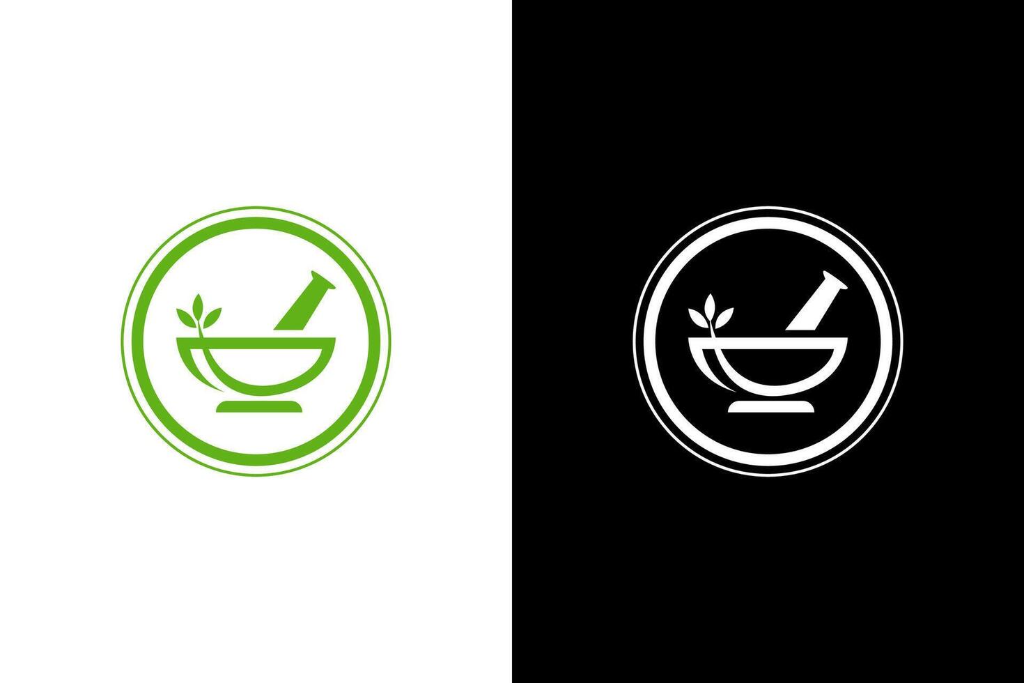 Natural Medicine Mortar and Pestle Logo vector