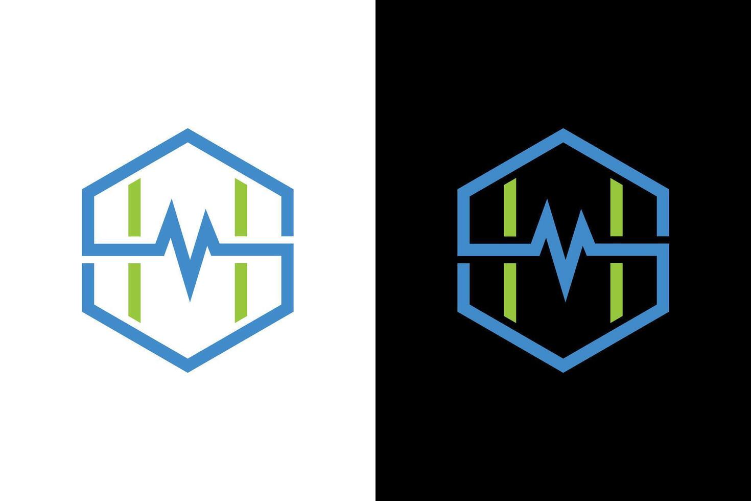Modern Hexagon Logo with 'M' Element vector